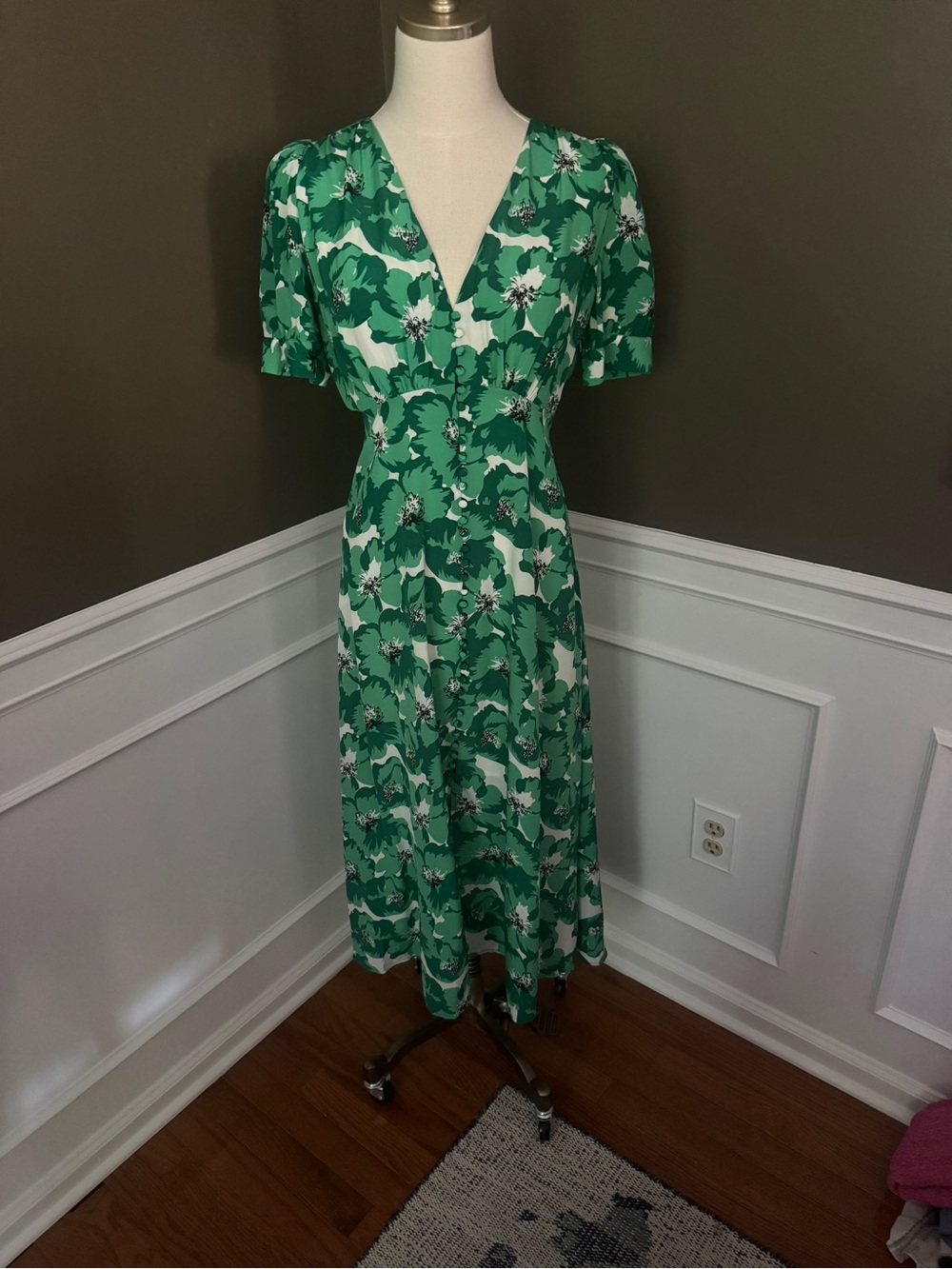 The Kooples Gorgeous Green Print Dress. Small. NWT.